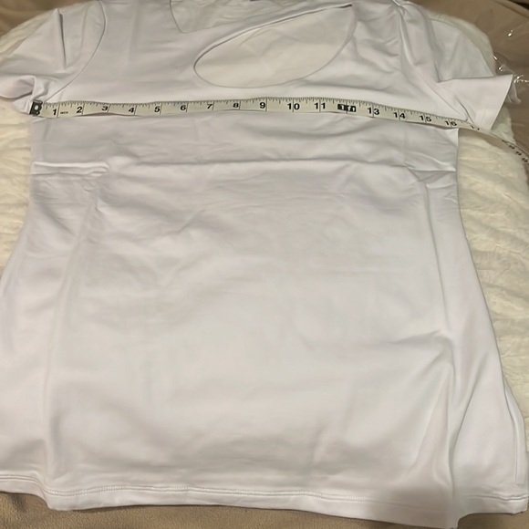 🌹Firm Price🌹Boston Proper Wide Cutout Short-Sleeve Knit Top size M White - Picture 7 of 9